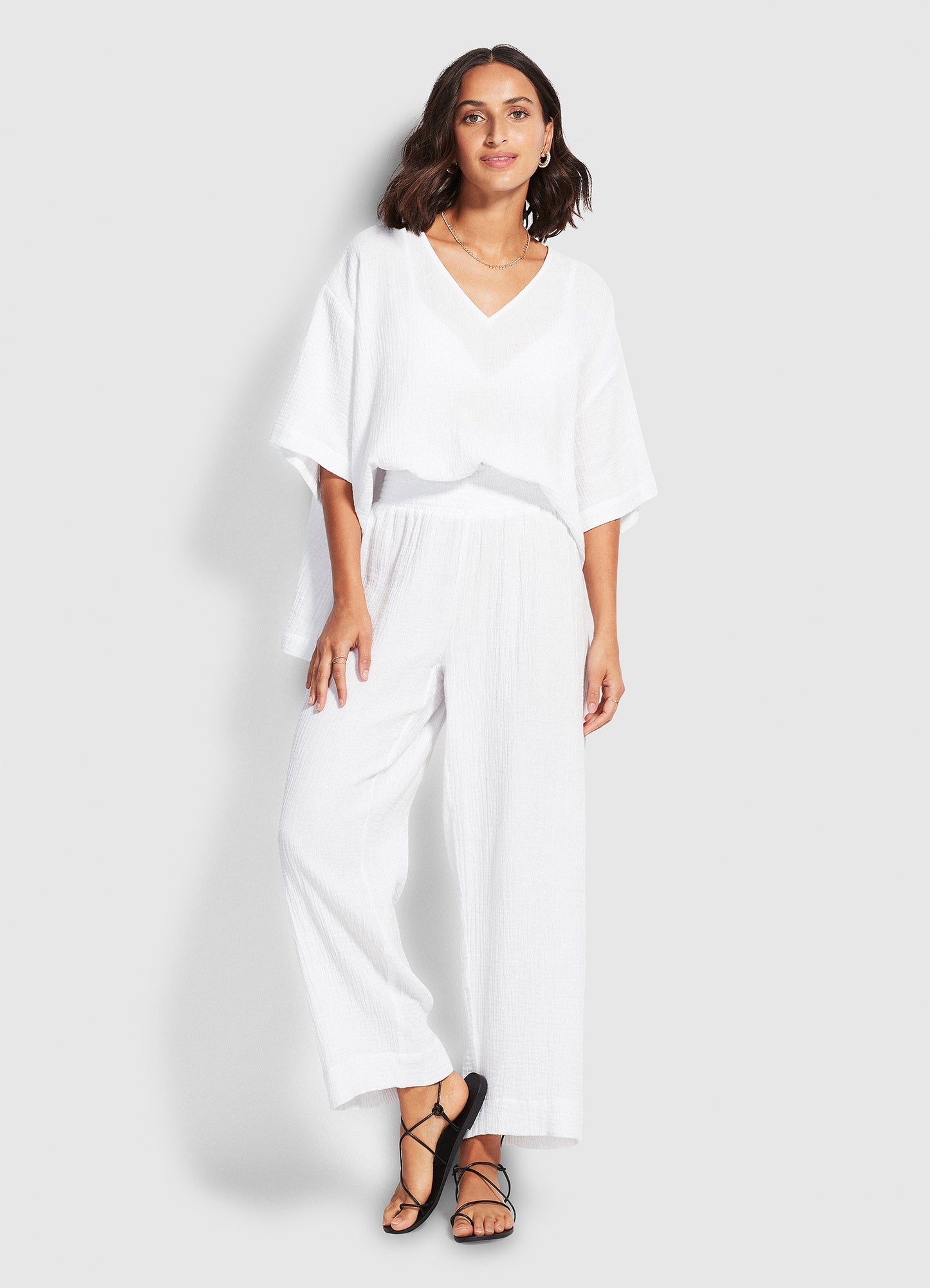 Seafolly Doyle Cloth Shirred Trousers - White
